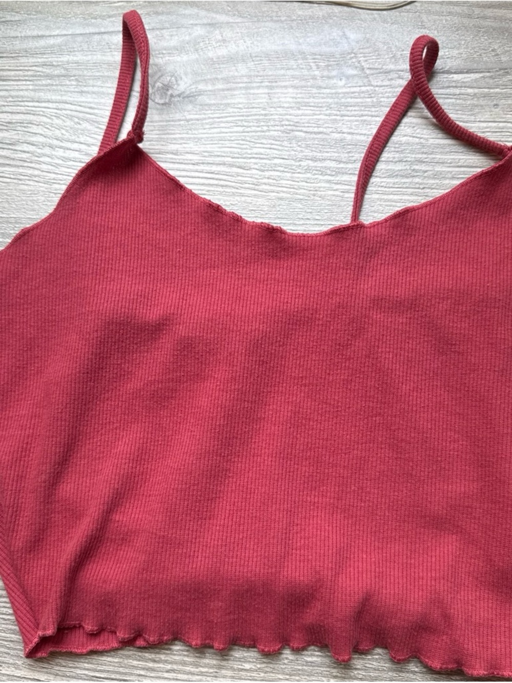 SHEIN Ribbed Spaghetti Strap Crop Tank - Dark Pink